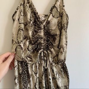 Snake Print Ruched Jumpsuit